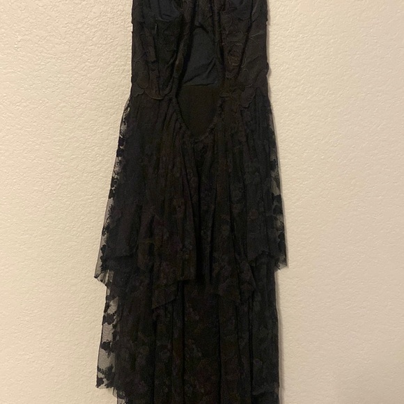 Free People Black Flower Embroidered Tiered Lace Tulle Open Back Maxi Dress - 2 - Picture 7 of 13